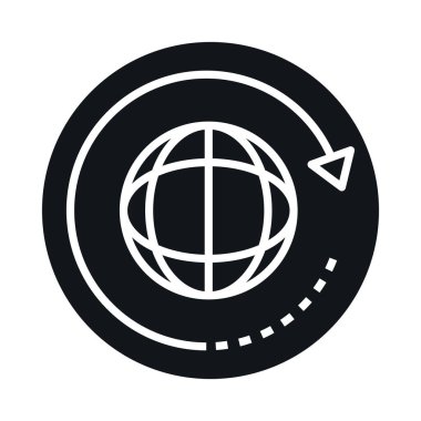 360 derece Dünya Sanal Döndürme Bloğu ve Satır Biçimi Simgesi Tasarımı