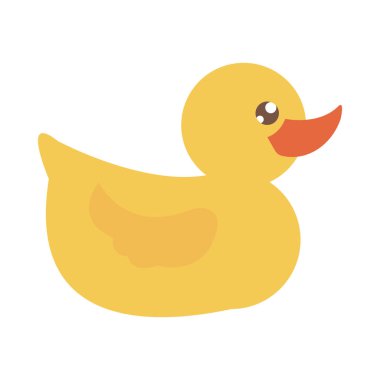 Küçük çocukların oynaması için lastik ördek oyuncağı. Düz çizgi film.