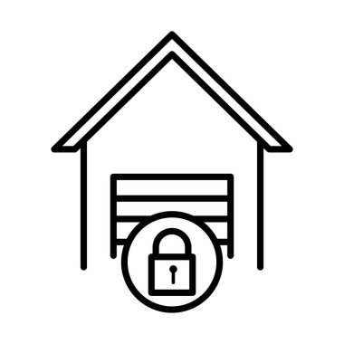 kilitli garaj park çizgisi simge tasarımı