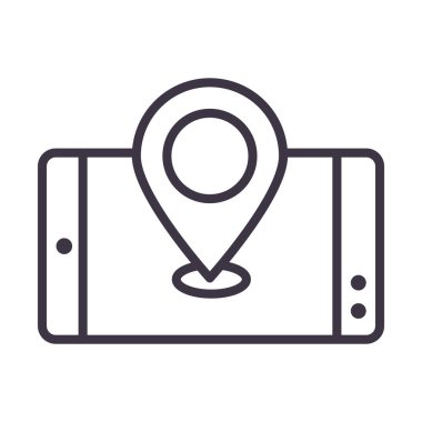Akıllı telefon GPS navigasyon aygıtı teknolojisi ince çizgi tasarım simgesi