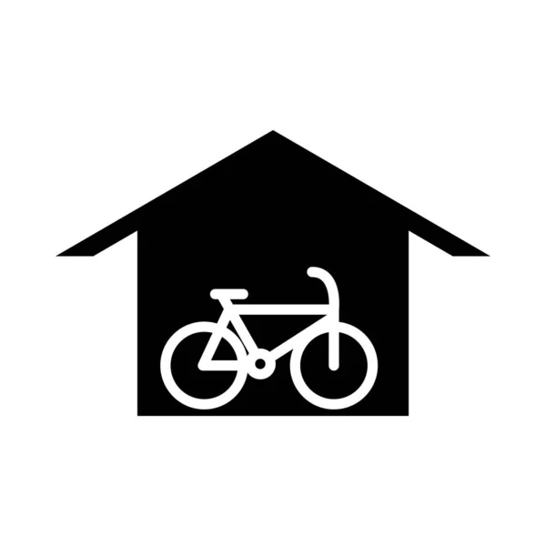 Parking bike inside garage transport silhouette style icon design — Stock Vector