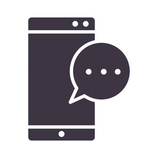 Akıllı telefon sms ileti baloncuğu teknolojisi siluet biçimi tasarım simgesi — Stok Vektör