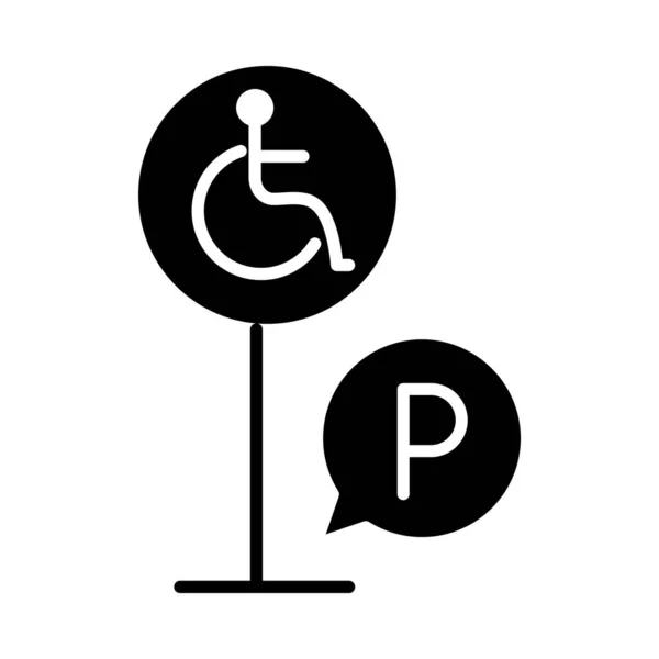 Parking handicapés panneau de signalisation silhouette style icône conception — Image vectorielle