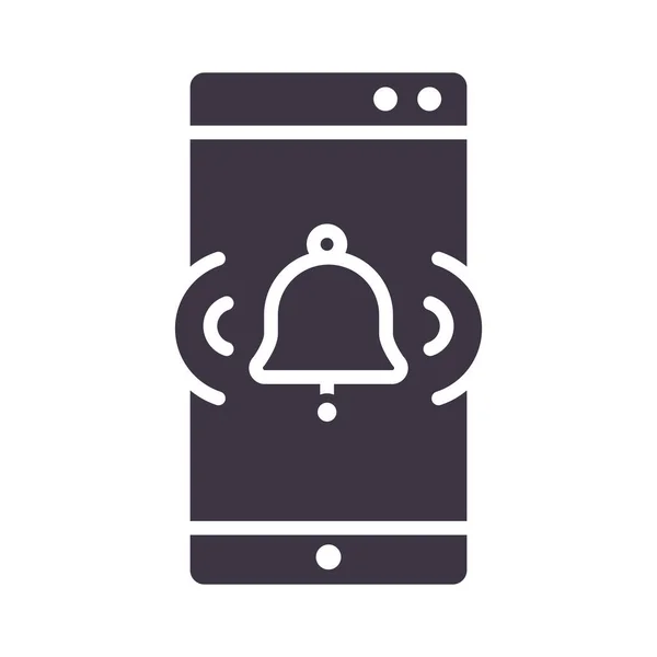 Smartphone Glocke Aufmerksamkeit Gerät Technologie Silhouette Stil Design-Ikone — Stockvektor