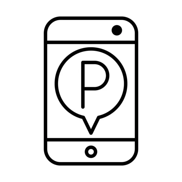 Smartphone parkování doprava app technologie line styl ikony design — Stockový vektor