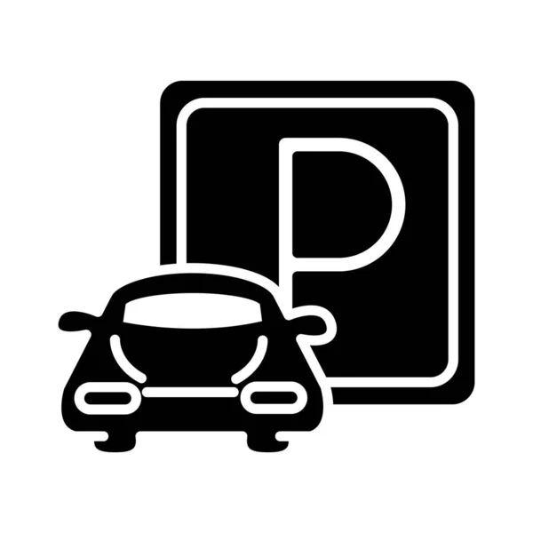 Parkering bil fordon vägskylt transport siluett stil ikon design — Stock vektor