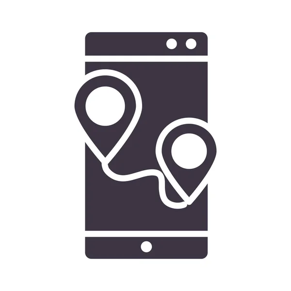 Gps navigation tracking pointer smartphone device technology silhouette style design icon — Stockvektor