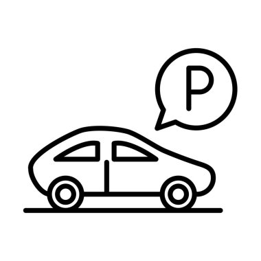 park edilmiş araba, park çizgisi simge tasarımı