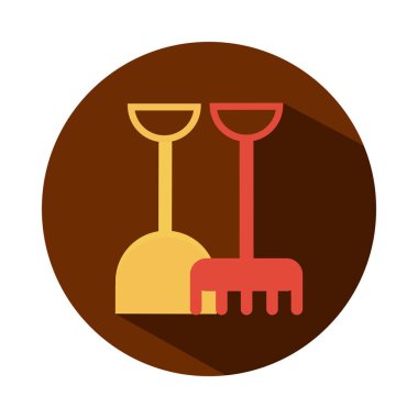 Küçük çocukların oynaması, bloklaması ve düz stil çizgi film için plastik kürek ve tırmık oyuncağı.