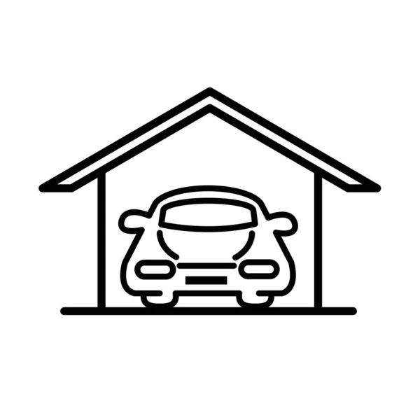 Car inside garage parking line style icon design — Stock Vector