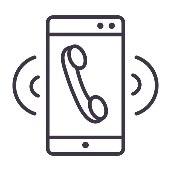 スマートフォン通話デバイス技術細い線式デザインアイコン — ストックベクタ