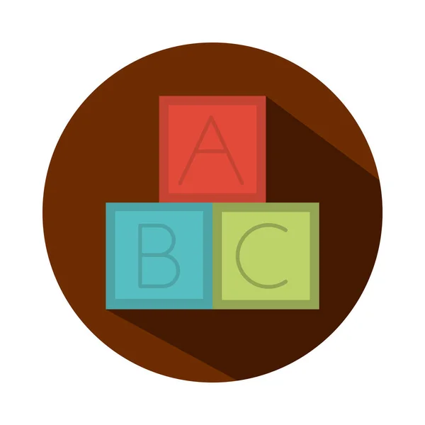Bloki alfabet edukacja zabawka obiekt dla małych dzieci do zabawy, blok i płaski styl kreskówki — Wektor stockowy