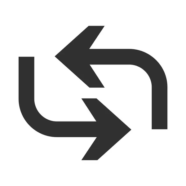 Seta direção ícone relacionado, setas apontam dois lados estilo silhueta — Vetor de Stock