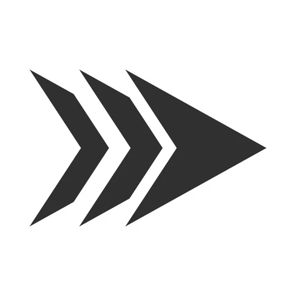 Dubbele rechtse pijlen richting voorste knop silhouet stijl pictogram — Stockvector