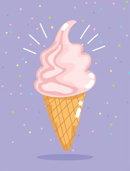 Ice cream cone fast food cartoon — Stock Vector