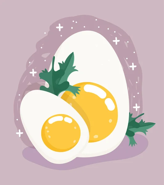 Élelmiszer menü friss diéta összetevő szelet főtt tojás gyógynövények — Stock Vector