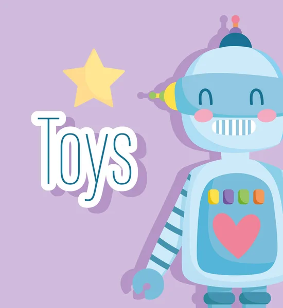 Brinquedos objeto para crianças pequenas para jogar desenho animado pequeno robô com coração —  Vetores de Stock