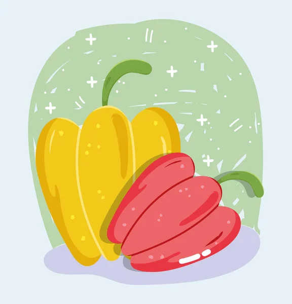 야채 메뉴 신선 한 다이어트 고추 빨강과 노랑 — 스톡 벡터
