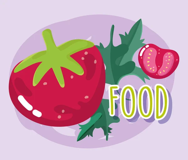 Food vegetable menu diet ingredient tomatoes fresh herbs — Stock Vector