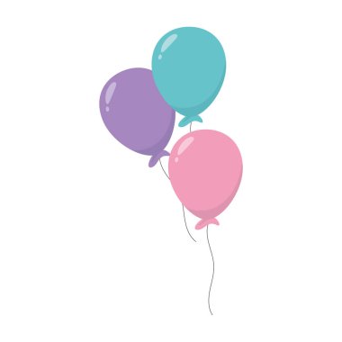 balonlar dekorasyon partisi kutlaması izole edilmiş simge tasarımı beyaz arkaplan