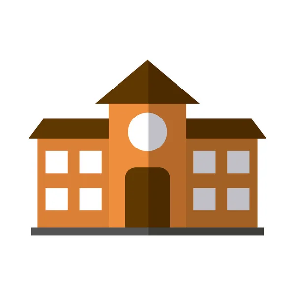 Escuela edificio educación plano icono con sombra — Vector de stock