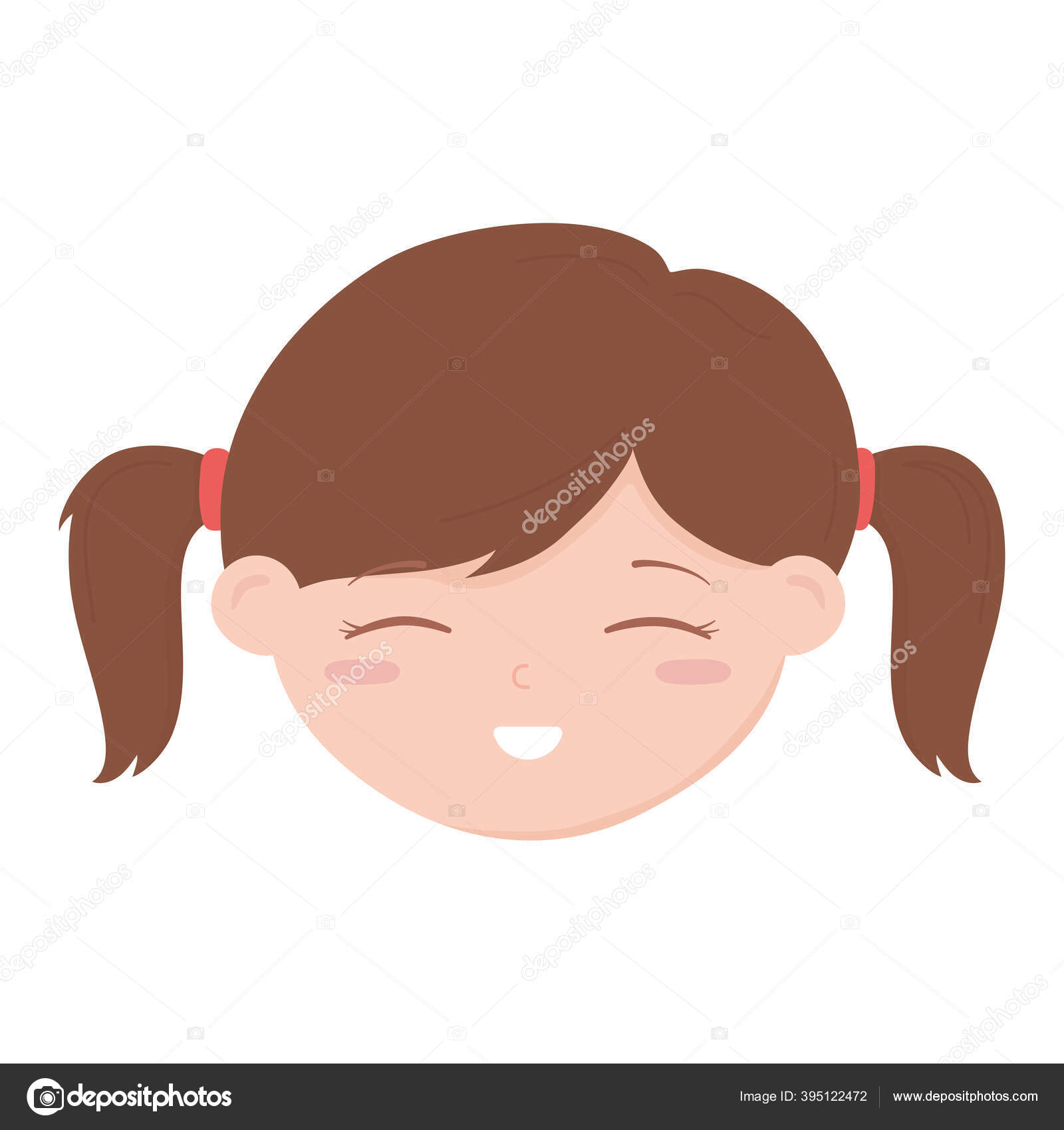 かわいい顔の女の子の漫画のアイコンデザイン白の背景 ストックベクター C Stockgiu