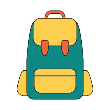 Okul eğitimi sırt çantası teçhizatı hattı ve biçim simgesi