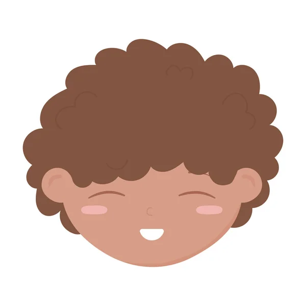 Petit visage mignon garçon dessin animé isolé icône conception fond blanc — Image vectorielle