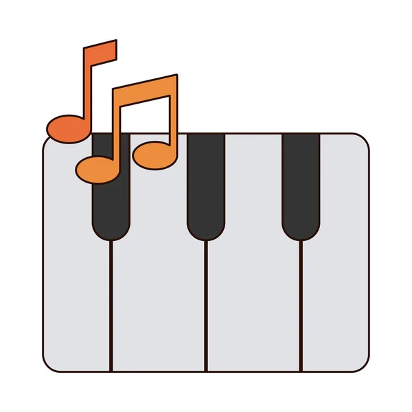 Baris instrumen musik piano keyboard dan ikon gaya isian - Stok Vektor