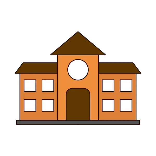 Línea de educación edificio de la escuela y llenar el icono de estilo — Vector de stock