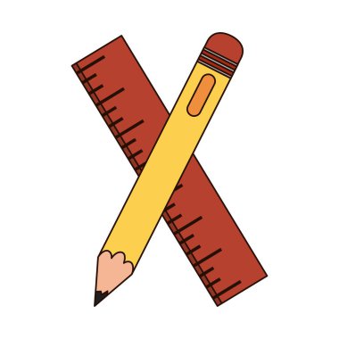 Okul eğitimi kalem ve cetvel kırtasiye satırını aştı ve biçim simgesini doldur