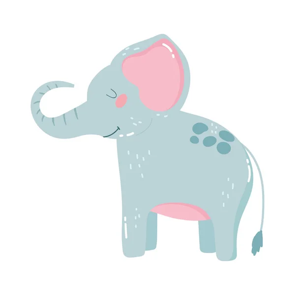 Niedliche Tiere kleiner Elefant Karikatur isoliert Symbol Design weißer Hintergrund — Stockvektor