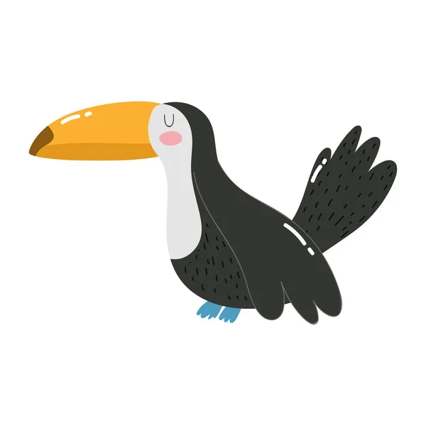 Милі тварини тукан птах мультфільм ізольований дизайн значка білий фон — стоковий вектор