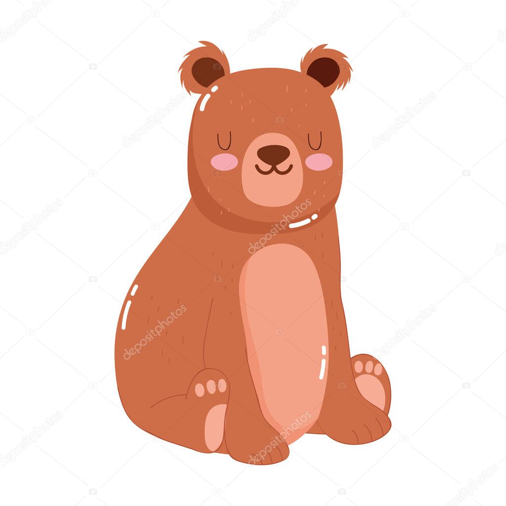 cute animals bear cartoon isolated icon design white background