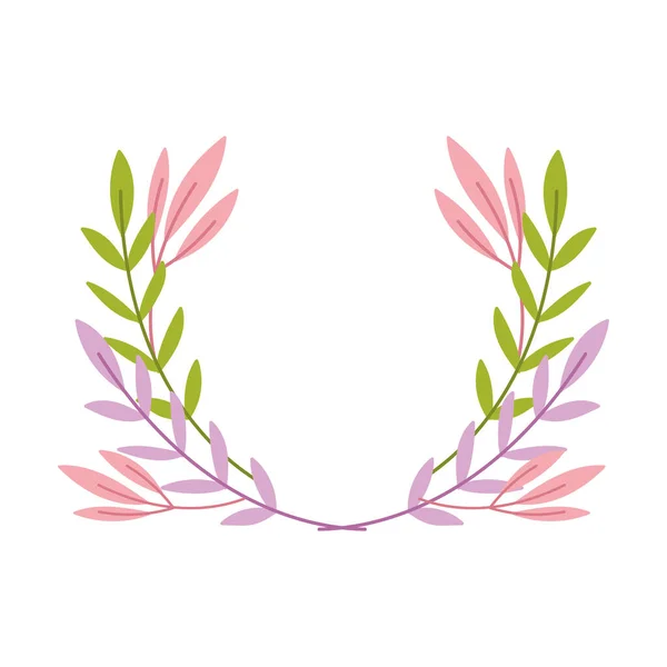 Decorative branches foliage leaves isolated icon design white background — Stock Vector