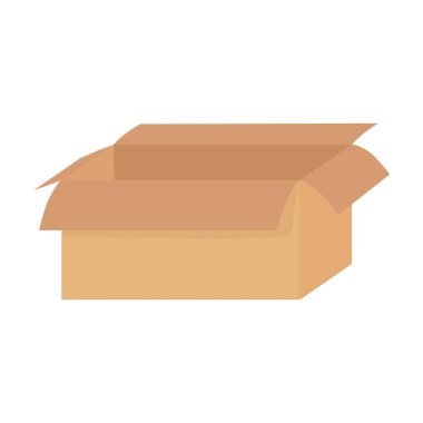 Karton kutuyu aç boş teslimat kargo izole edilmiş simge tasarımı beyaz arkaplan