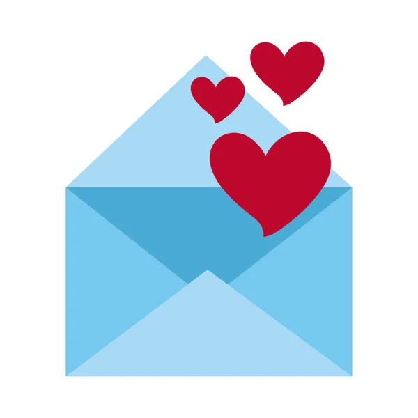 Pády srdce v obálce poselství láska romantická vášeň pocit plochý styl ikona — Stockový vektor