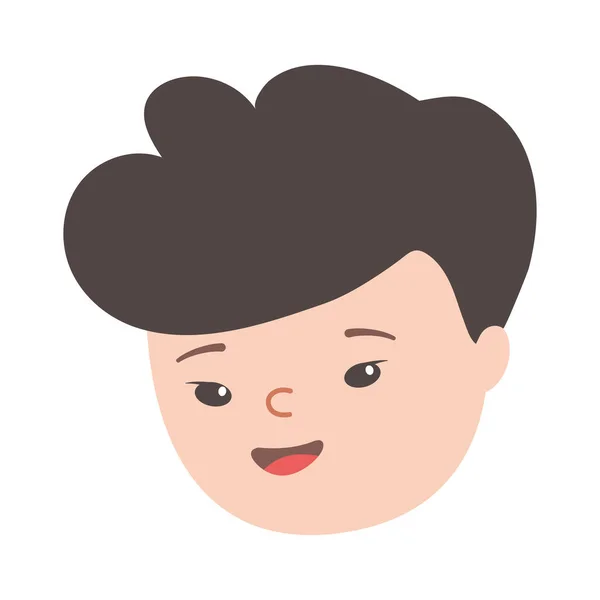若い男の顔の漫画のキャラクター孤立したアイコンデザイン — ストックベクタ