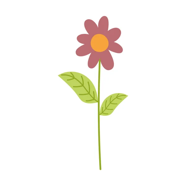 Pétalas de haste de flor decoração desenho animado ícone isolado design — Vetor de Stock