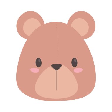 Çocuklar oyuncak ayıcık kafası çizgi filmi izole edilmiş ikon tasarımı beyaz arkaplan