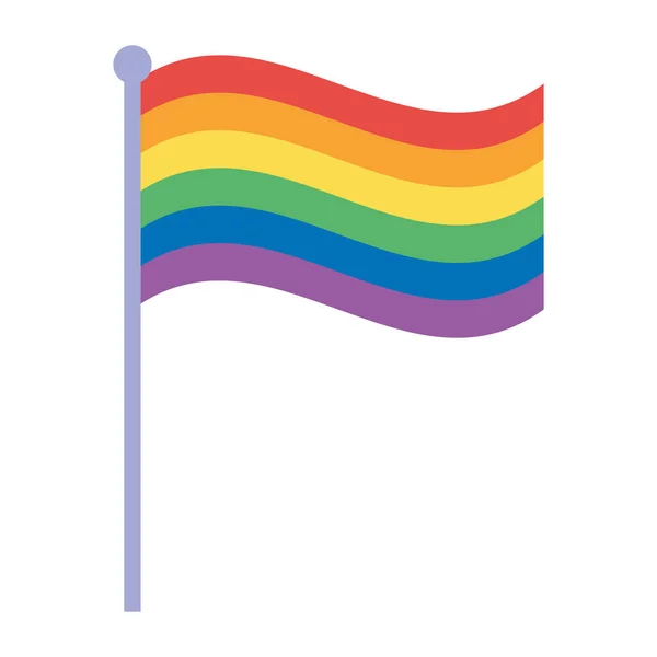 Lgbtq orgulho da comunidade, bandeira do arco-íris em pole parade celebração design ícone isolado — Vetor de Stock