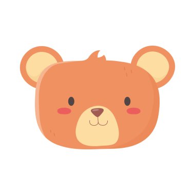 Çocuklar oyuncak ayıcık kafası çizgi filmi izole edilmiş ikon tasarımı beyaz arkaplan