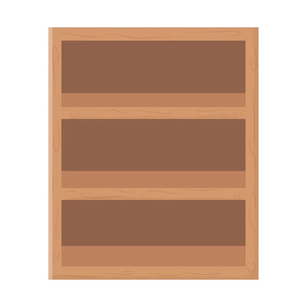 Drewniana półka puste meble odizolowany wzór ikony białe tło — Wektor stockowy