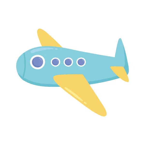 Детские игрушки самолет мультфильм изолированный иконка дизайн белый фон — стоковый вектор