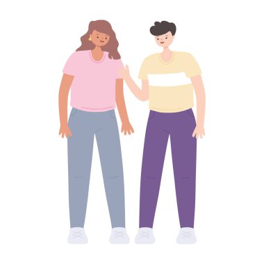 Genç çift karakteri birlikte karikatür izole ikon tasarımı