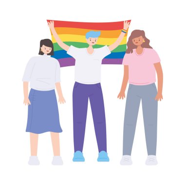 LGBTQ topluluğu, gökkuşağı bayrağı olan insanlar, eşcinsel geçit töreni cinsiyet ayrımcılığı protestosu