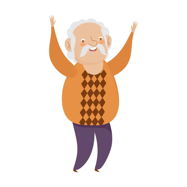 Día de los abuelos, abuelo de pie personaje de dibujos animados diseño icono aislado — Vector de stock