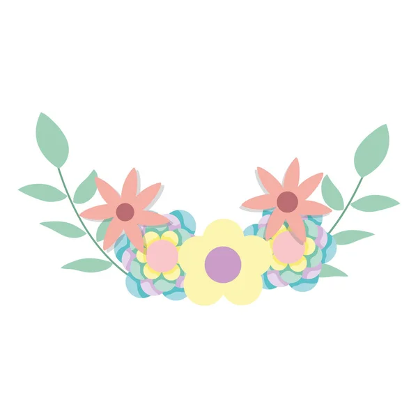 Arranjo flores decoração floral desenho animado design de ícone isolado — Vetor de Stock