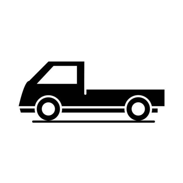 Mobil mini truk model transportasi kendaraan siluet gaya desain ikon - Stok Vektor