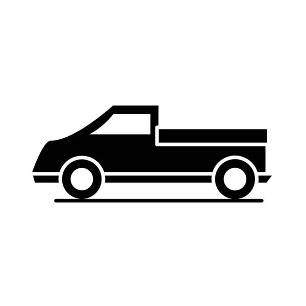 Bil pickup lastbil transport fordon siluett stil ikon design — Stock vektor